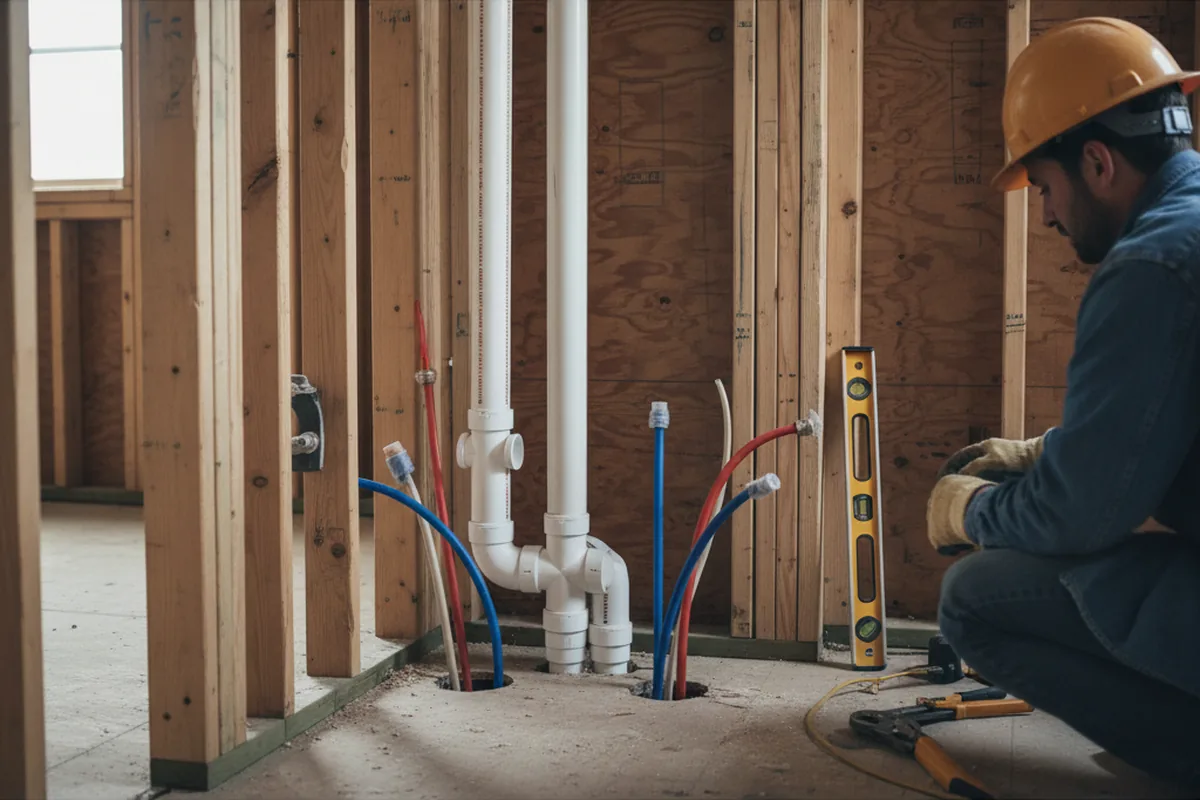 Drain and supply rough-in during Leak Detection in Hitchcock